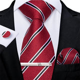 Men's 4 Pcs Formal Silk Red Tie Sets - Red - 7911 - One Size - Silk - image 37