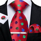 Men's 4 Pcs Formal Silk Red Tie Sets - Red - 7911 - One Size - Silk - image 35