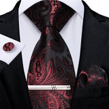 Men's 4 Pcs Formal Silk Red Tie Sets - Red - 7886 - One Size - Silk - image 9
