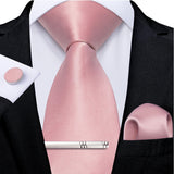 Men's 4 Pcs Formal Pink Silk Tie Sets - Pink - 7907 - One Size - Silk - image 25