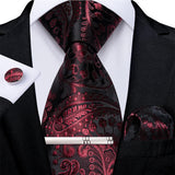 Men's 4 Pcs Formal Silk Red Tie Sets - Red - 7911 - One Size - Silk - image 10