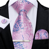 Men's 4 Pcs Formal Pink Silk Tie Sets - Pink - 7929 - One Size - Silk - image 11
