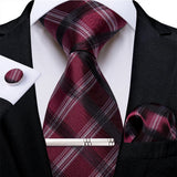 Men's 4 Pcs Formal Silk Red Tie Sets - Red - 7935 - O - One Size - Silk - image 43
