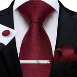 Men's 4 Pcs Formal Silk Red Tie Sets - Red - 7943 - O - One Size - Silk - image 11