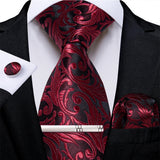 Men's 4 Pcs Formal Silk Red Tie Sets - Red - 8318 - O - One Size - Silk - image 23