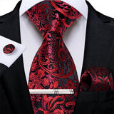 Men's 4 Pcs Formal Silk Red Tie Sets - Red - 8353 - O - One Size - Silk - image 17