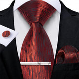 Men's 4 Pcs Formal Silk Red Tie Sets - Red - 8355 - O - One Size - Silk - image 12