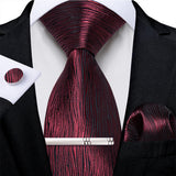 Men's 4 Pcs Formal Silk Red Tie Sets - Red - 8371 - O - One Size - Silk - image 3