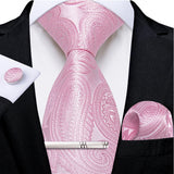 Men's 4 Pcs Formal Pink Silk Tie Sets - Pink - 8397 - One Size - Silk - image 5