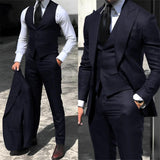 Men's Fashion Formal Wedding Tuxedos 3Pc - Navy Blue - 3 Pcs Suit - 6XL - Polyester - image 6
