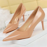 Women's Formal Mid-Heel Nude Scarpins - Nude - 10.5cm - Formal Stilettos - 43 B - PU Patent Leather - image 5