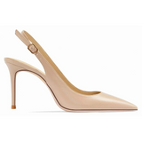 Women's Elegant Luxury Slingback Pumps - Beige - 1 / 10cm Stiletto - 43 B - PU Leather - image 12