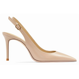 Women's Elegant Luxury Slingback Pumps - Beige - 1 / 10cm Stiletto - 43 B - PU Leather - image 7