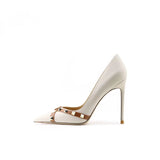 Women's Luxury Leather Rivet Stilettos - Apricot - 3 / Suede / 10cm - 41 B - Genuine Leather - image 14