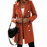 Women's Suit Collar Double Breast Coats - Orange - Women's Jacket - XXXL - Cashmere - image 24