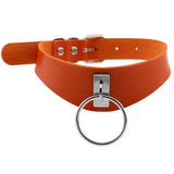 Women's Cosplay Dog Collar Choker - Orange - Circle Choker - Medium - PU Leather - image 11