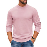 Men's Slim Fit Round-Neck Pullovers - Black - Mock Neck Sweater - XXXL - Polyester - image 17