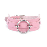 Women's Cosplay Punk Goth Collars - Pink 2 - Ring / Punk Gothic Choker - Medium - PU Leather - image 19