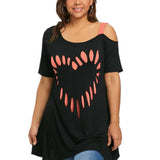 Women's Love Heart Printed Plus Size Shirt - Black/Pink - Shirt - 5XL - Polyester - image 20