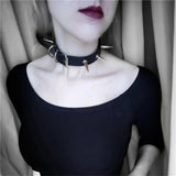 Women's Spike Collar Gothic Necklace - Black - Spike Collar Necklace - PU Leather - image 12