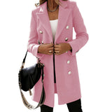 Women's Suit Collar Double Breast Coats - Khaki - Women's Jacket - XXXL - Cashmere - image 27