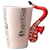 Funki Buys | Mugs | Guitar Handle Mug Hand-Painte... - Black - A / Electric Guitar / Upright Notes / 220ml / Glass - image 35