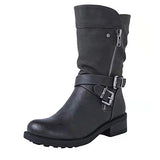 Funki Buys | Boots | Women's Biker Boot | Zipper Buckle Boots - Burgundy - Biker Boots / 43 B / PU Leather - image 2