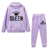 Women's Thickened Hooded Sweat Suit - Light Purple - 3XL - Polyester - image 33
