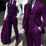 Men's Fashion Formal Wedding Tuxedos 3Pc - Royal Blue - 3 Pcs Suit - 6XL - Polyester - image 9