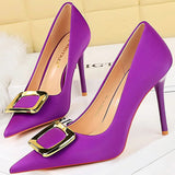 Funki Buys | Shoes | Women's Square Buckle Pointed Toe Pumps