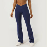 Women's Fashion Yoga Flare Leggings - Navy Blue - Yoga Pants - XXL - Polyester - image 6