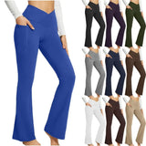 Women's High Waist Yoga Flare Leggings - Black - Yoga Pants - 2XL - Polyester - image 12