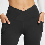 Women's High Waist Yoga Flare Leggings - Black - Yoga Pants - 2XL - Polyester - image 19
