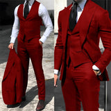 Men's Fashion Formal Wedding Tuxedos 3Pc - Red - 3 Pcs Suit - 6XL - Polyester - image 8