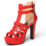 Women's Platform Gladiator Stilettos - Black - Heels - 43 B - PU Leather - image 4