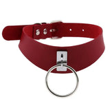 Women's Cosplay Dog Collar Choker - Red - Circle Choker - Medium - PU Leather - image 14