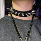 Women's Spike Collar Gothic Necklace - Black - Spike Collar Necklace - PU Leather - image 4