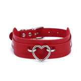 Women's Cosplay Punk Goth Collars - Red 3- Heart / Punk Gothic Choker - Medium - PU Leather - image 12