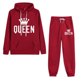 Women's Thickened Hooded Sweat Suit - Wine Red - 3XL - Polyester - image 34