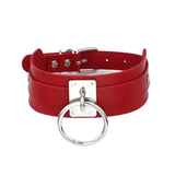 Women's Cosplay Punk Goth Collars - Red 1 - Circle / Punk Gothic Choker - Medium - PU Leather - image 5