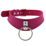 Women's Cosplay Dog Collar Choker - Rosy Red - Circle Choker - Medium - PU Leather - image 15