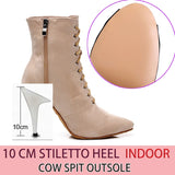 Women's Lace-up Suede Dress Boots - Beige - 1 / Suede 10.0cm Heels - 44 B - PU Suede Leather - image 43