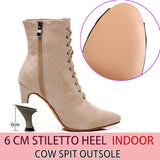Women's Lace-up Suede Dress Boots - Beige - 1 / Suede 10.0cm Heels - 44 B - PU Suede Leather - image 45