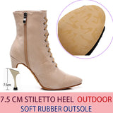 Women's Lace-up Suede Dress Boots - Beige - 1 / Suede 10.0cm Heels - 44 B - PU Suede Leather - image 41