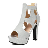 Women's Shimmery High Platform Sandals - Gold - 11.5cm / Sandals - 43 B - PU Leather - image 5