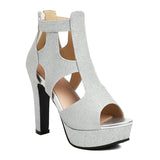 Women's Shimmery High Platform Sandals - Gold - 11.5cm / Sandals - 43 B - PU Leather - image 23