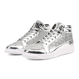 Men's Women's Bling Lace Up Sneakers - Gold - Bling Sneakers - 9.5 B - PU Leather - image 28
