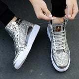 Men's Women's Bling Lace Up Sneakers - Gold - Bling Sneakers - 9.5 B - PU Leather - image 26