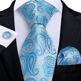 Men's 3 Pcs Formal Silk Blue Tie Sets - Blue - SJT-0476 - One Size - Silk - image 19