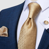 Funki Buys | Neckties | Men's 3 Pcs Crushed Gold Silk Tie Set